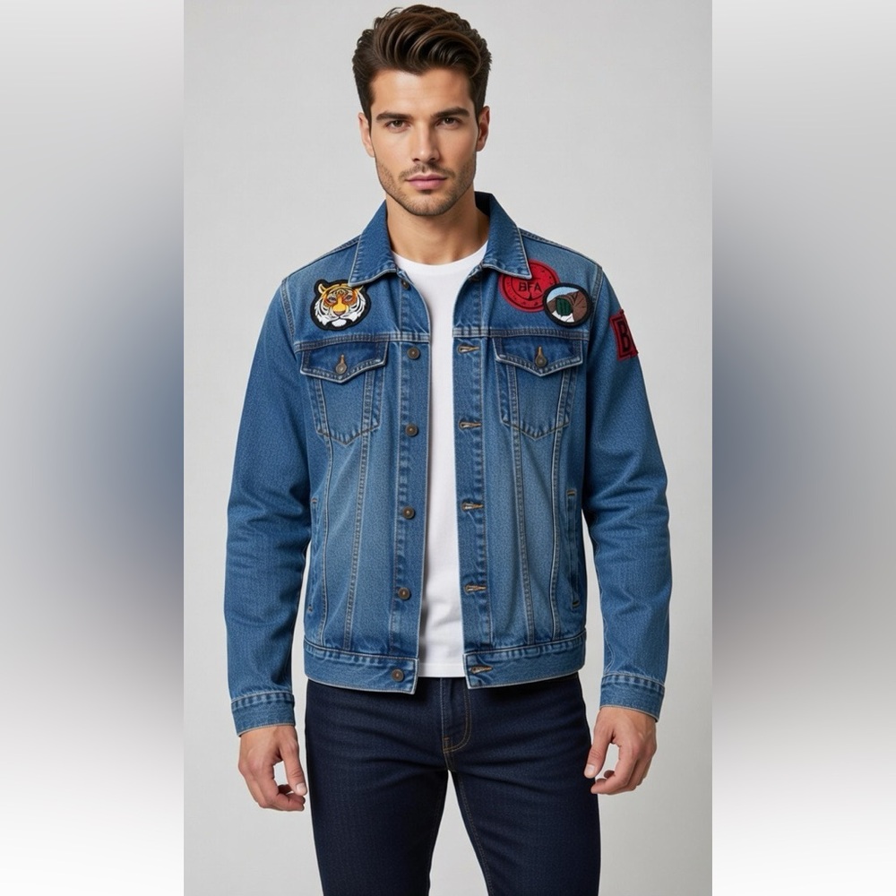Retrofit Brand MFG Cotton Denim Jeans Jacket ￼Men Size Small RN#63925 / Id HCTX